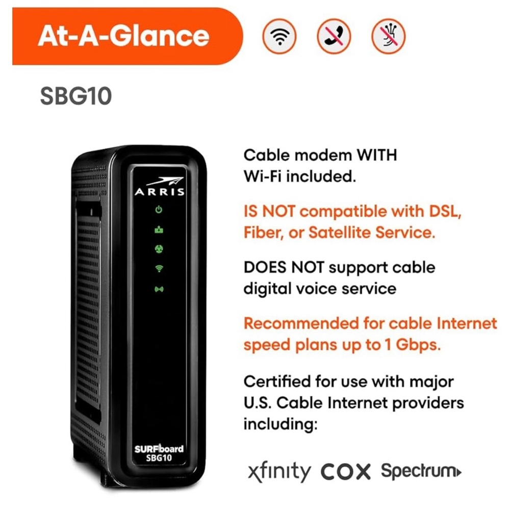 Arris SBG10 Gently Used Modem